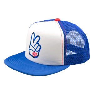 TLD TRUCKER SNAPBACK	PEACE OUT	White Blue